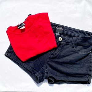 Wet Seal stretch shorts size med. Red top is xo